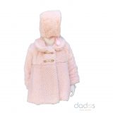 Marta y Paula abrigo pelo bebé rosa con capota