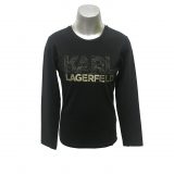 Karl Lagerfeld camiseta chica negra letras doradas