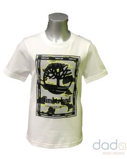 Timberland camiseta chico blanca logo camuflaje
