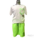 Ido conjunto chico jogging verde fluor camiseta blanca