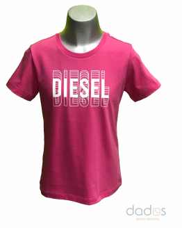 Diesel camiseta chico fucsia logo letra 3D