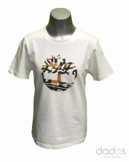 Timberland camiseta chico blanca logo camuflaje