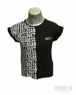 Guess camiseta chica negra letras laterales