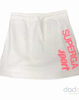 Superga falda en felpa blanca logo lateral fluor