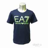 Armani EA7 camiseta chico azul navy logo fluor